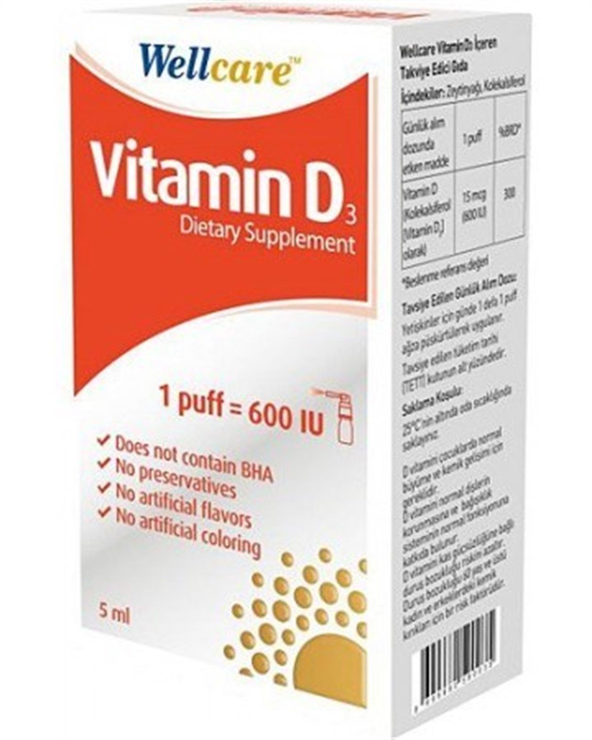 D3 600 IU Wellcare Vitamin & Multivitaminler 8699680590035